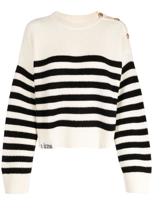 Logo-patch striped jumper - Black