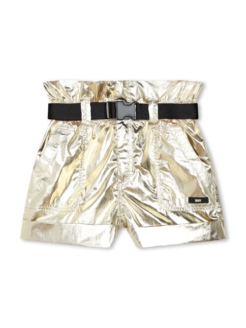 Laminated belted mini shorts - Gold