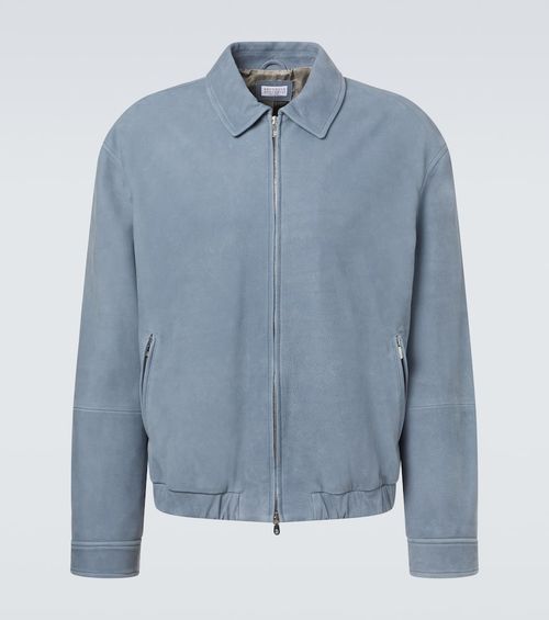 Leather blouson jacket