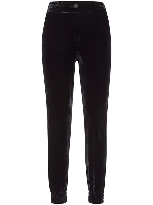 Elasticated-waist velvet trousers - Black