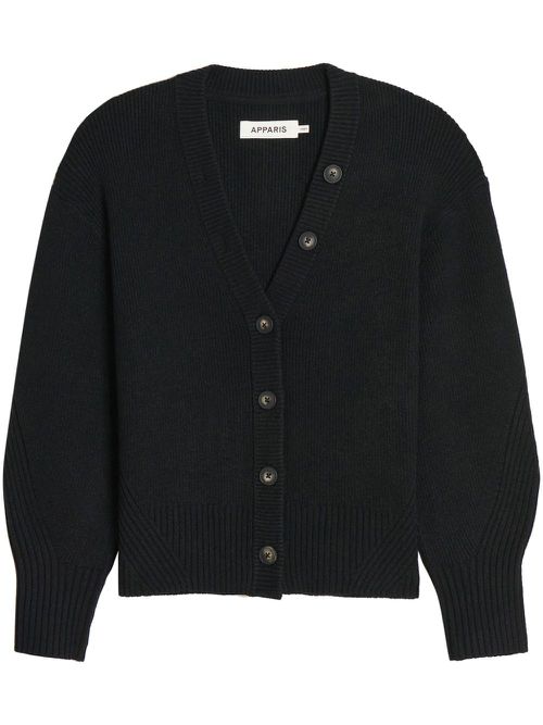 V-neck knit cardigan - Black