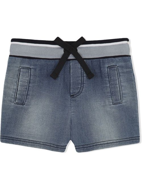 Logo-patch denim shorts - Blue