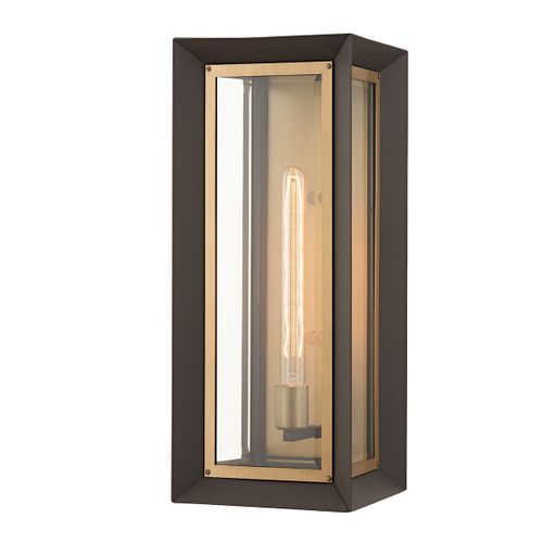 Textured Bronze Patina Brass One Light Outdoor Wall Sconce from the Lowry Collection