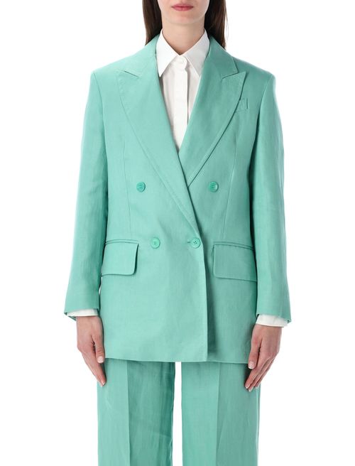 Sophisticated Double-Breasted Linen Blazer - Size 40