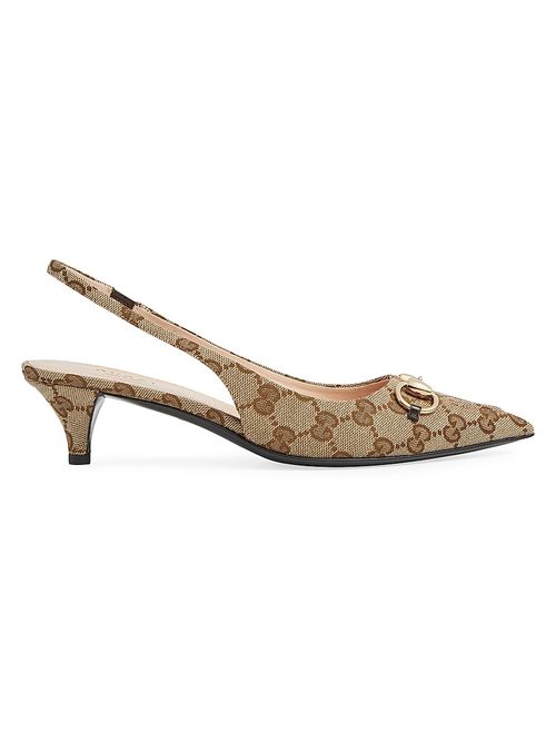 Women's Erin 45MM GG Canvas Slingback Pumps - Beige Ebony