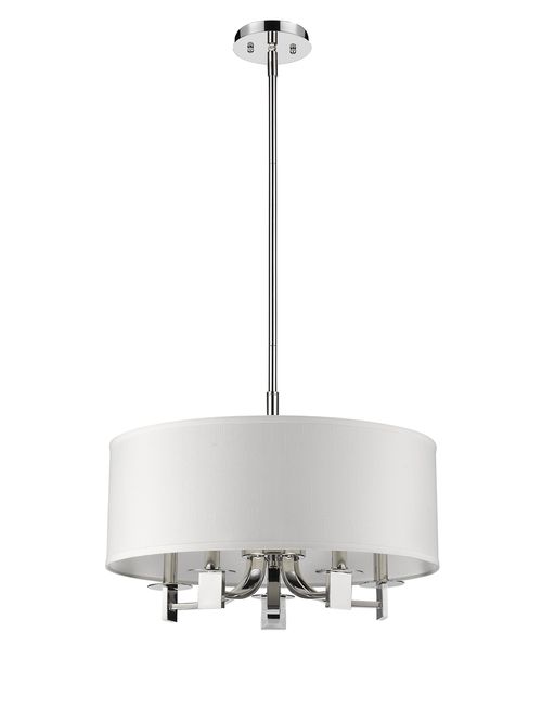 Polished Nickel Five Light Pendant from the Andrea Collection
