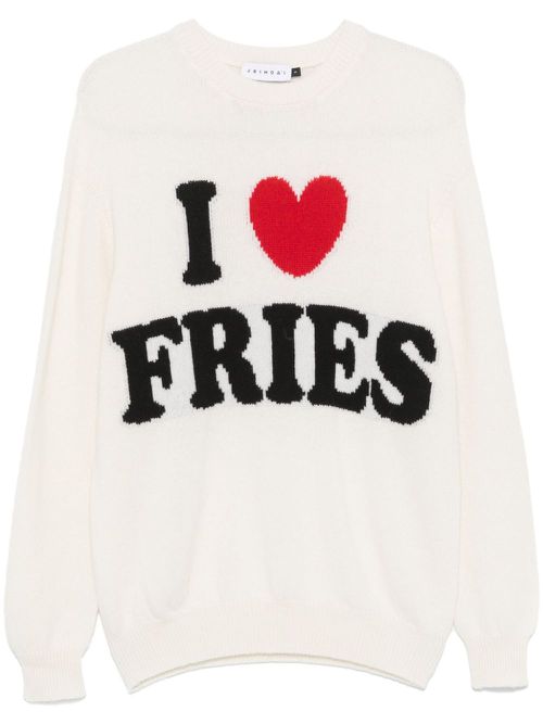 Intarsia-slogan sweater - Neutrals