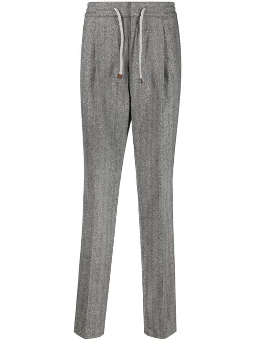 Drawstring-waist tailored trousers - Grey