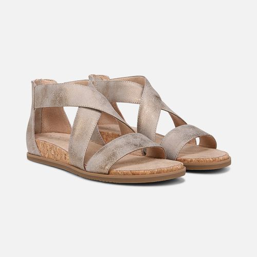 Cindi Sandal Wedge Sandals, Gold Metallic Faux Leather