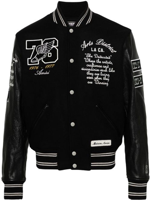 Eagle Varsity leather-panelled bomber jacket - Black