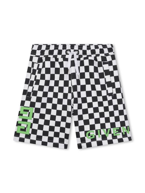Checked cotton shorts - Black