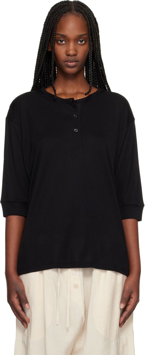 Black Lorem Jersey Henley
