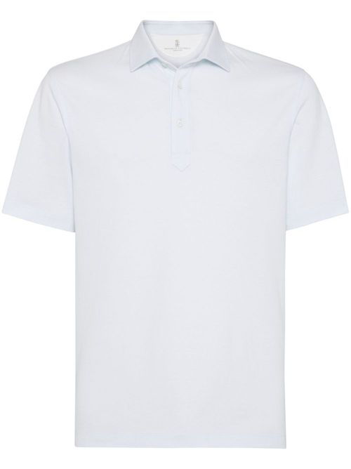 Organic cotton-blend polo shirt - Blue