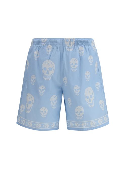 Skull-Print Swim Shorts — Blue