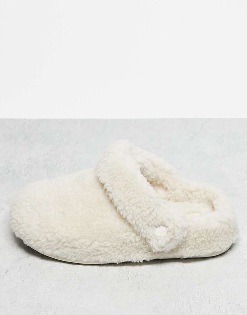 Unisex Classic Cozzzy fleece slipper in cream-Neutral