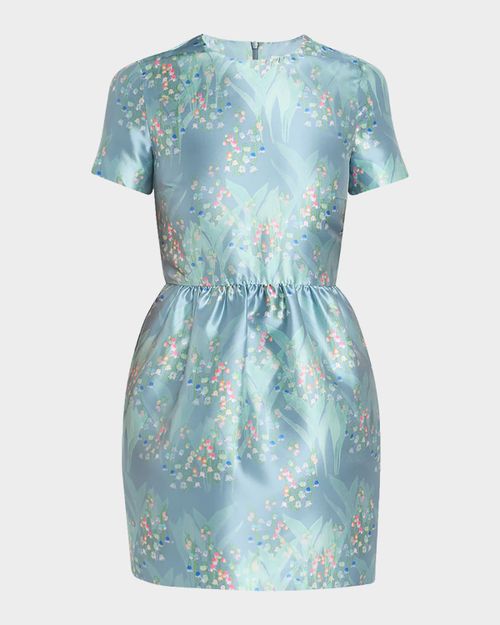 Lexi Floral Satin Short-Sleeve Mini Dress
