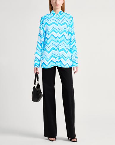 Woman Shirt Azure Size L Viscose