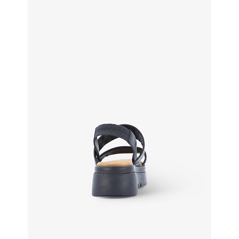 Womens Black-leather Location Padded Leather Flatform Sandals