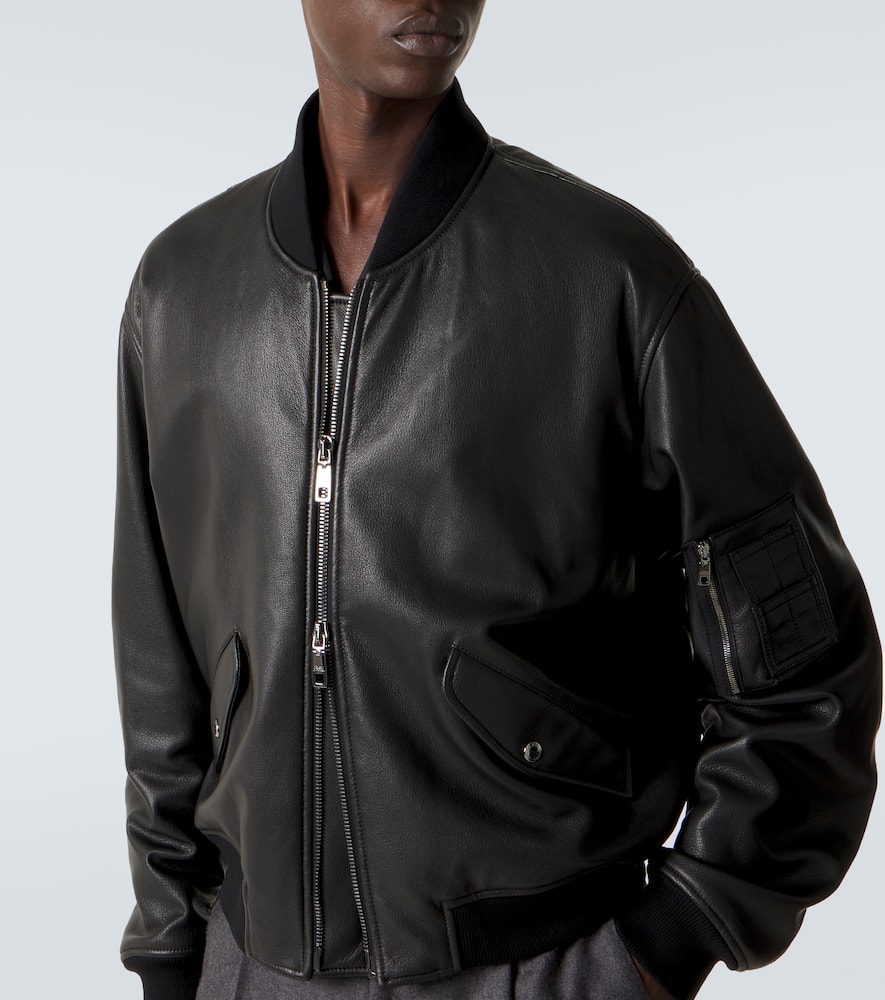 Leather bomber jacket