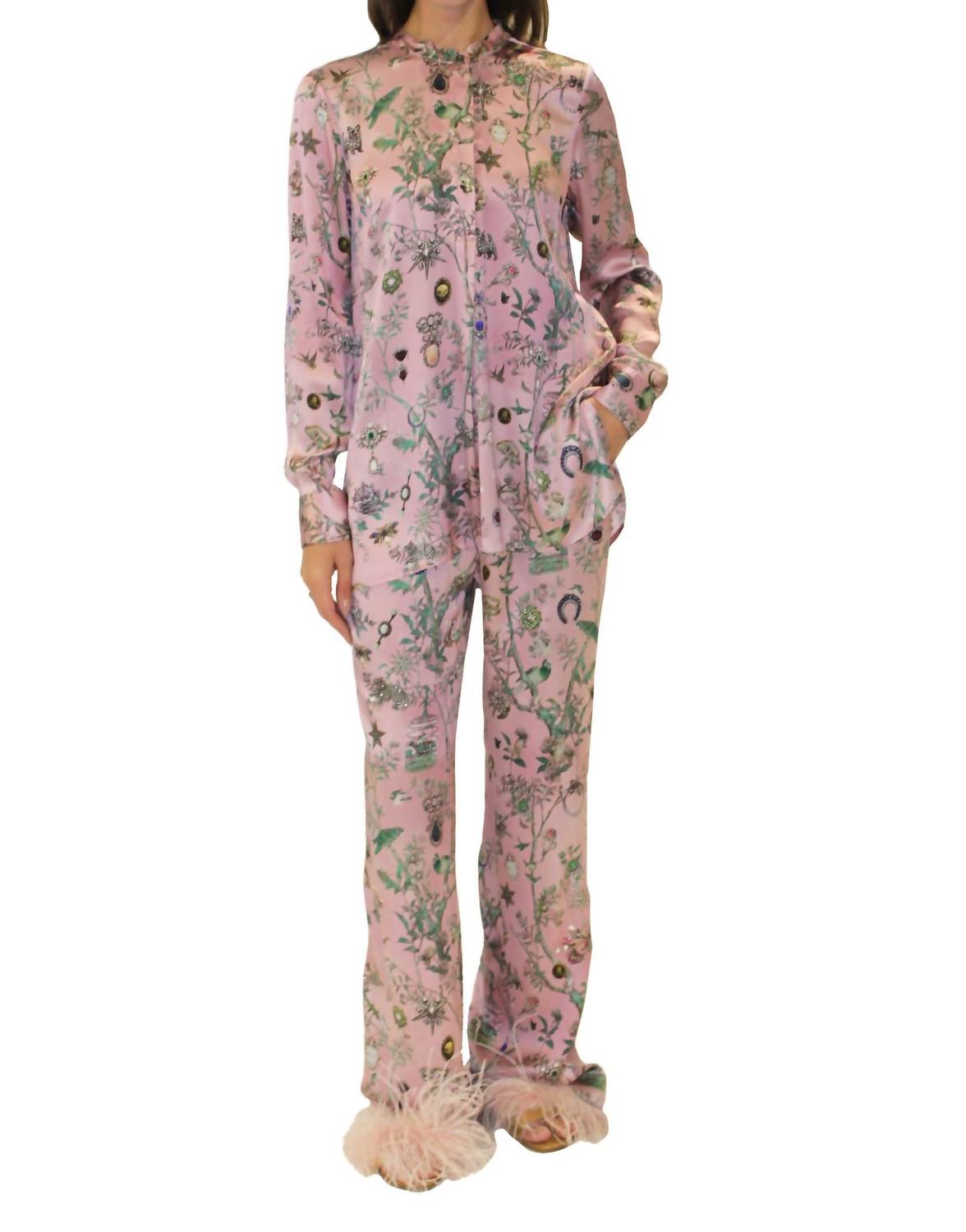 Pauline De Rothchild Silk Tunic Blouse In Pink, Multi