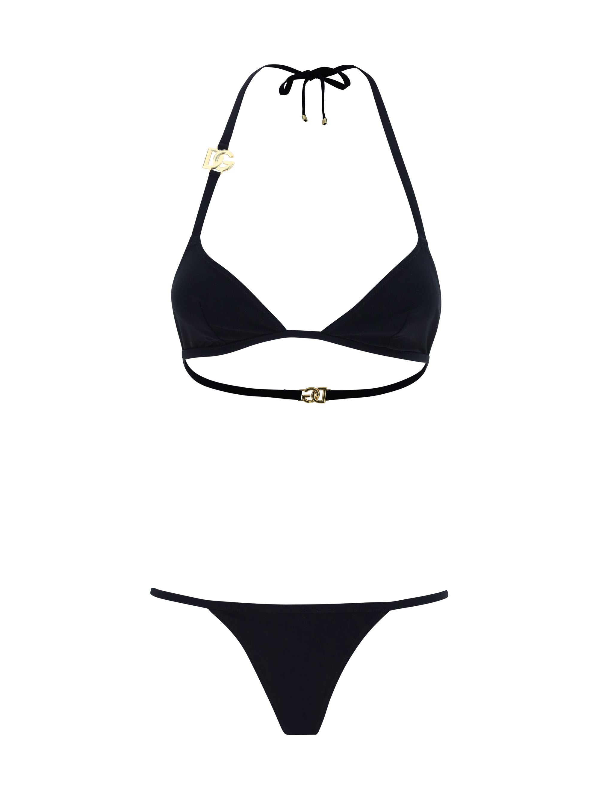 Triangle With Gold Plaque Bikini — Black