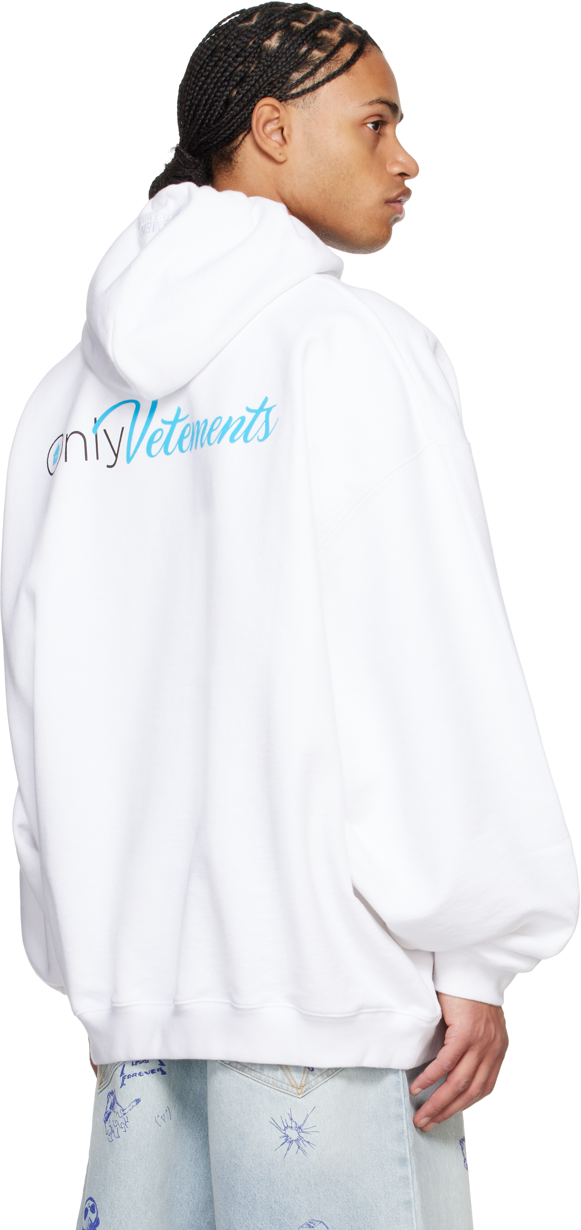 VETEMENTS White 'Only Vetements' Oversized Hoodie