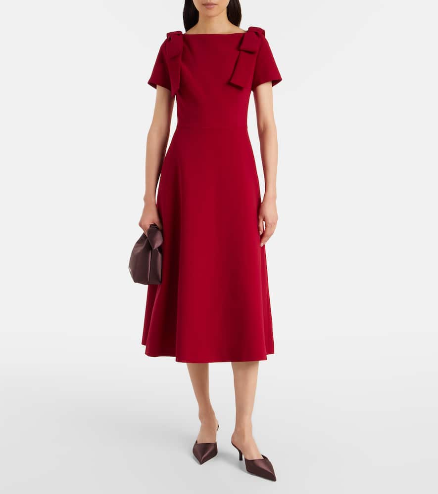Bow-detail crêpe midi dress