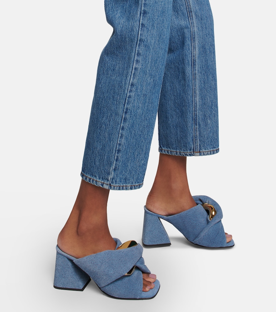 Chain and twist denim mules