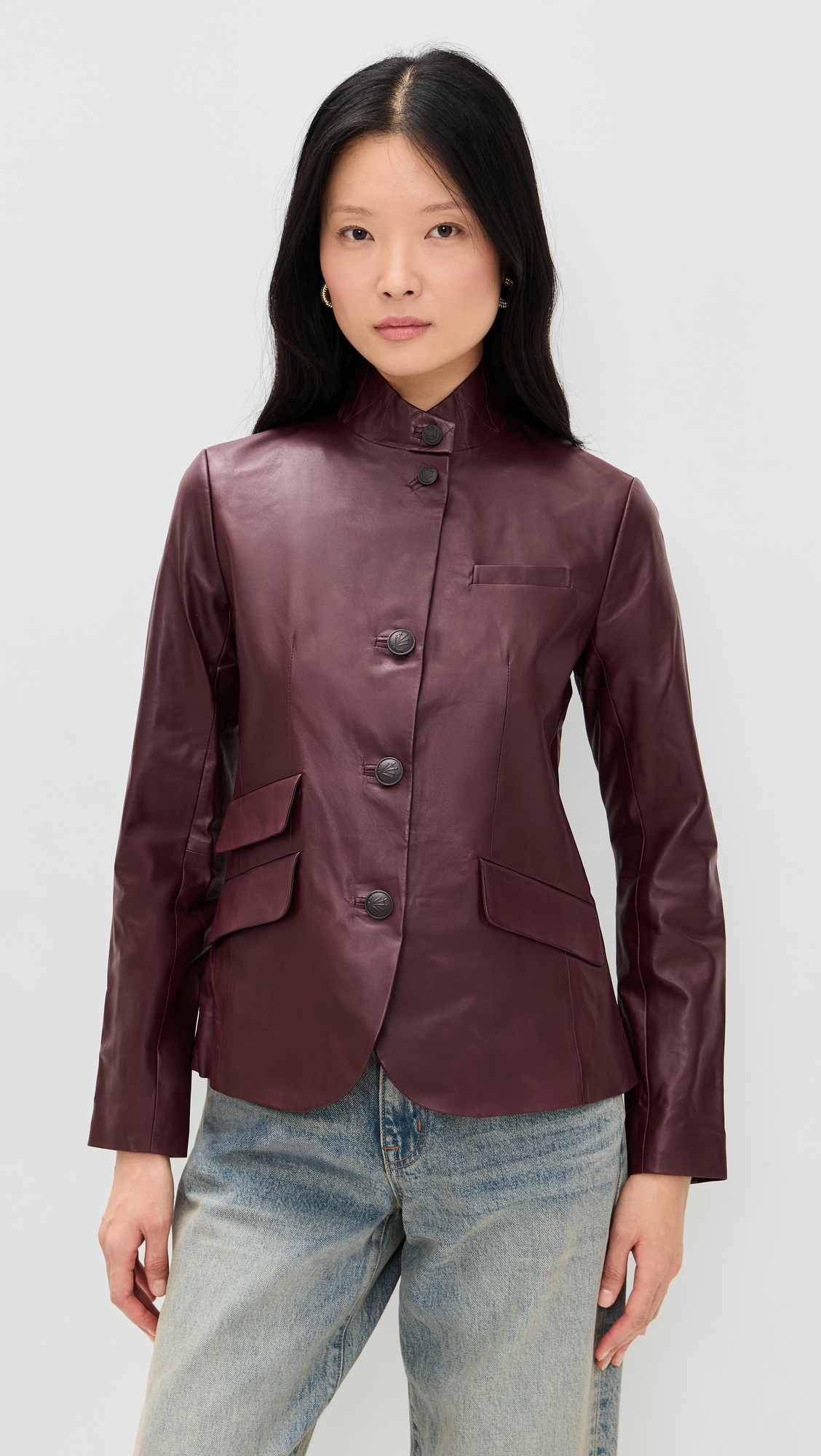 Slade Leather Blazer Brgdy