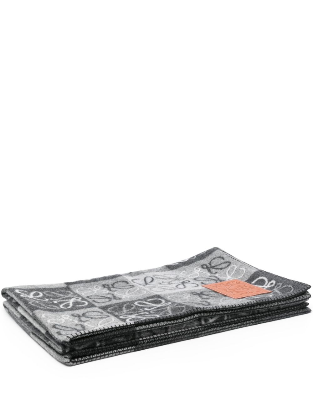 Monogram-jacquard wool blanket (200cm x 140cm) - Black