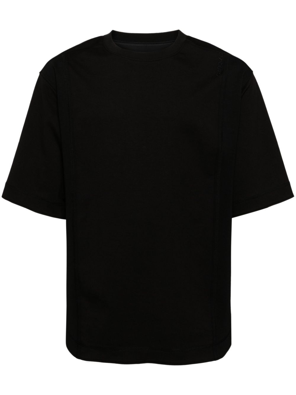 Round-neck cotton-blend T-shirt - Black
