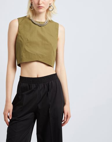 Organic Cotton Sleeveless Crop Top Woman Top Military green Size 2 Cotton