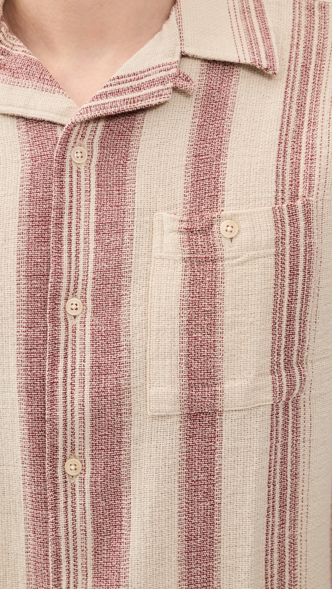 Dobby Stripe Selleck Shirt Sand/Red