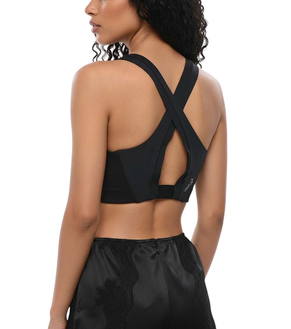 Black Logo Round Neck Top