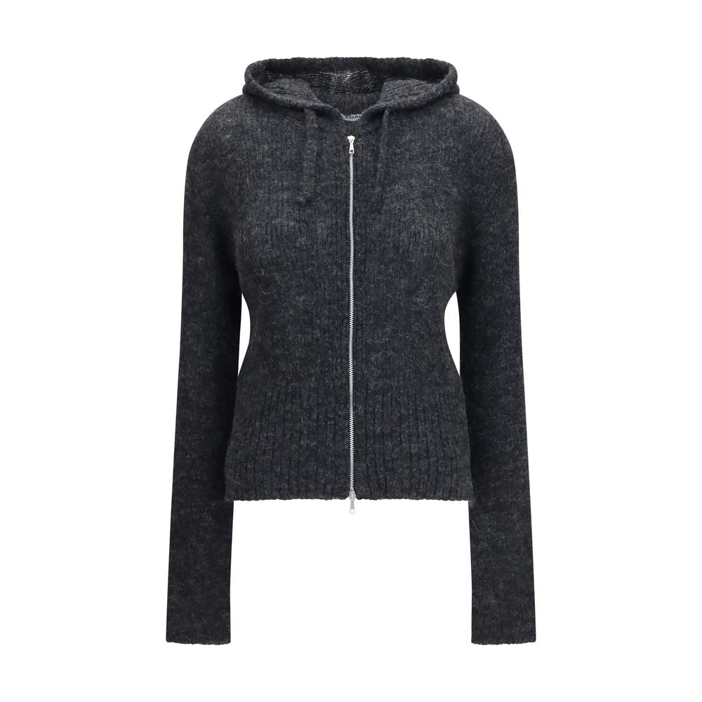 Alpaca-Blend Zip-Up Hoodie — Gray