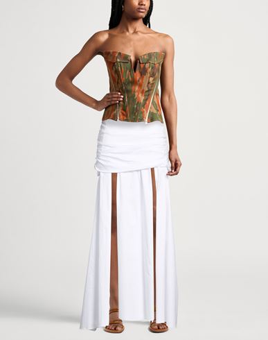 Woman Maxi skirt White Size 4 Cotton, Polyamide, Elastane