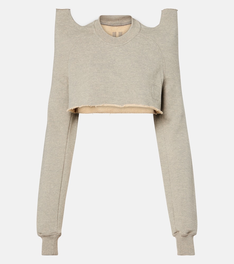 Cropped cotton-blend jersey sweatshirt