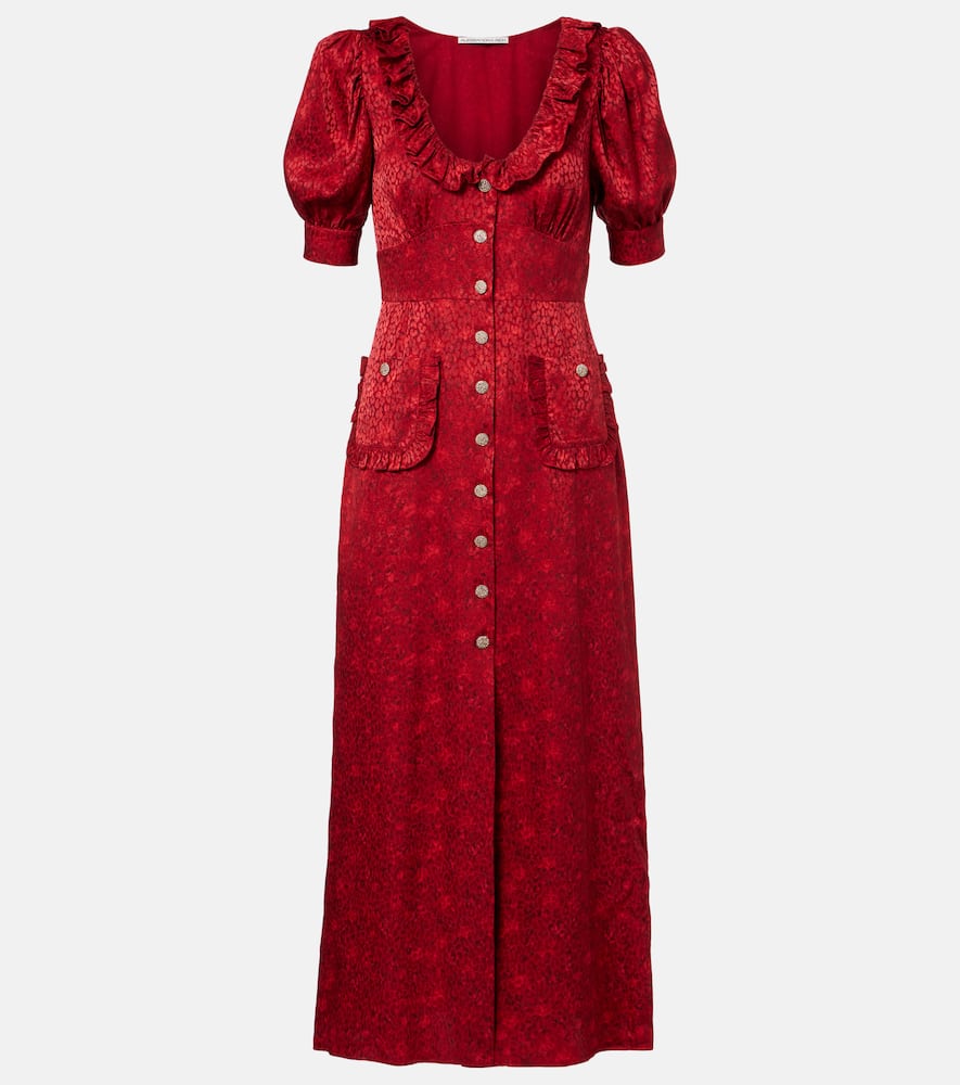 Floral silk jacquard midi dress