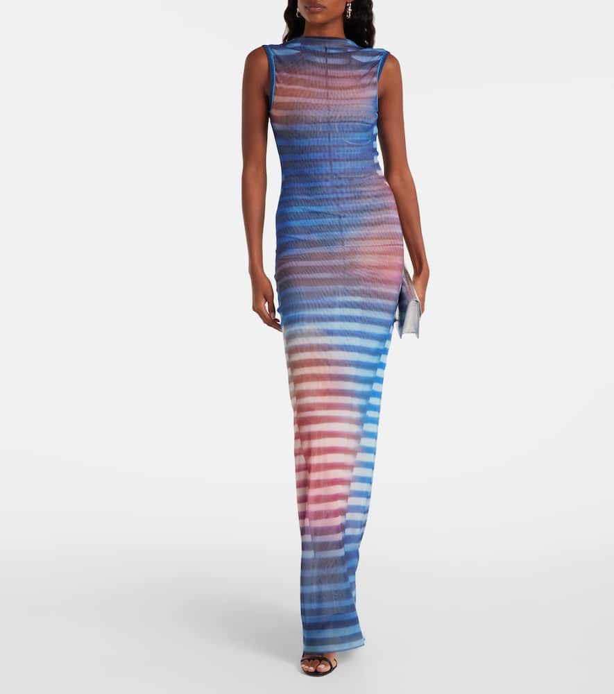 Air striped tulle maxi dress