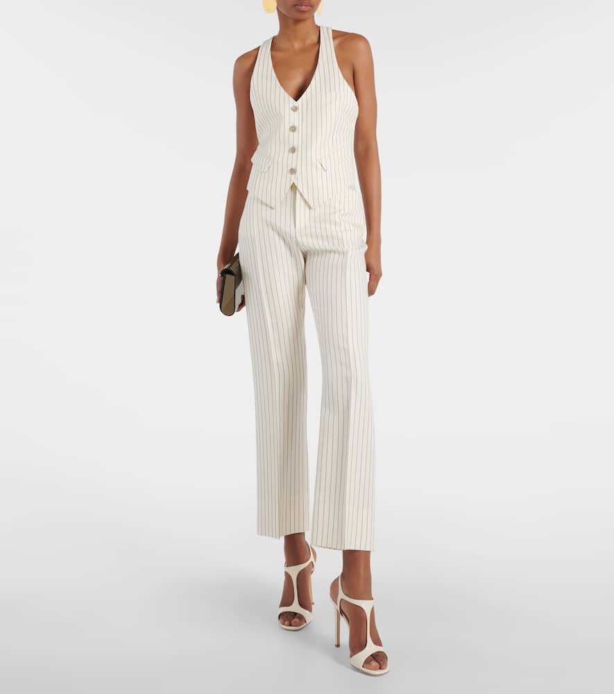 Wallis striped wool and silk-blend straight pants