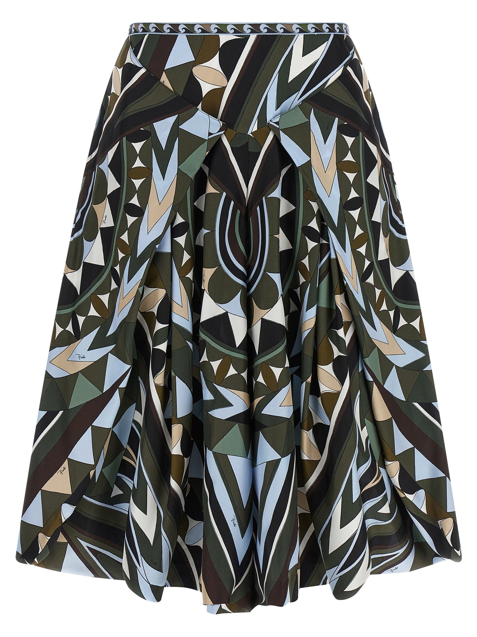 Silk Twill Print Skirt — Multicolor