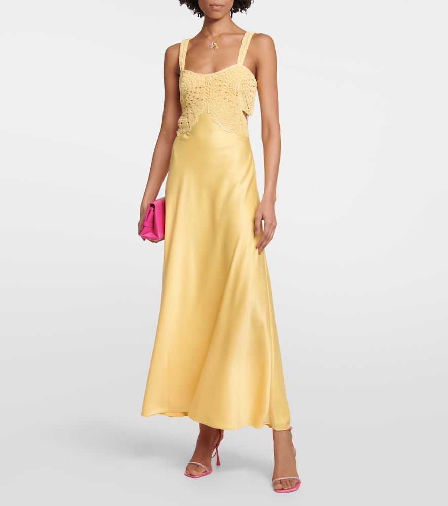 Simkhai Roberta crochet and satin maxi dress