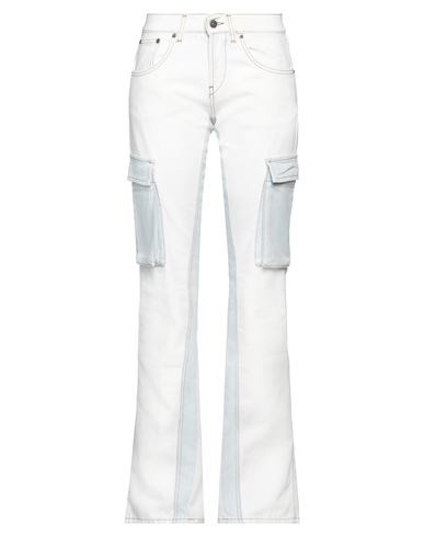Woman Jeans Ivory Size 25 Cotton, Elastane