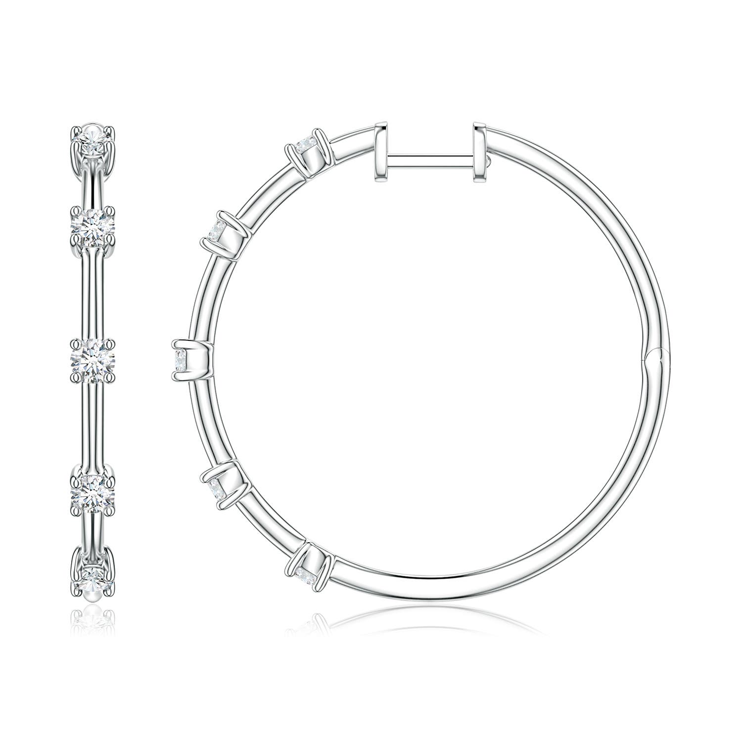 Angara 0.69 CTW Round Diamond Five-Stone Station Hoop Earrings in Platinum