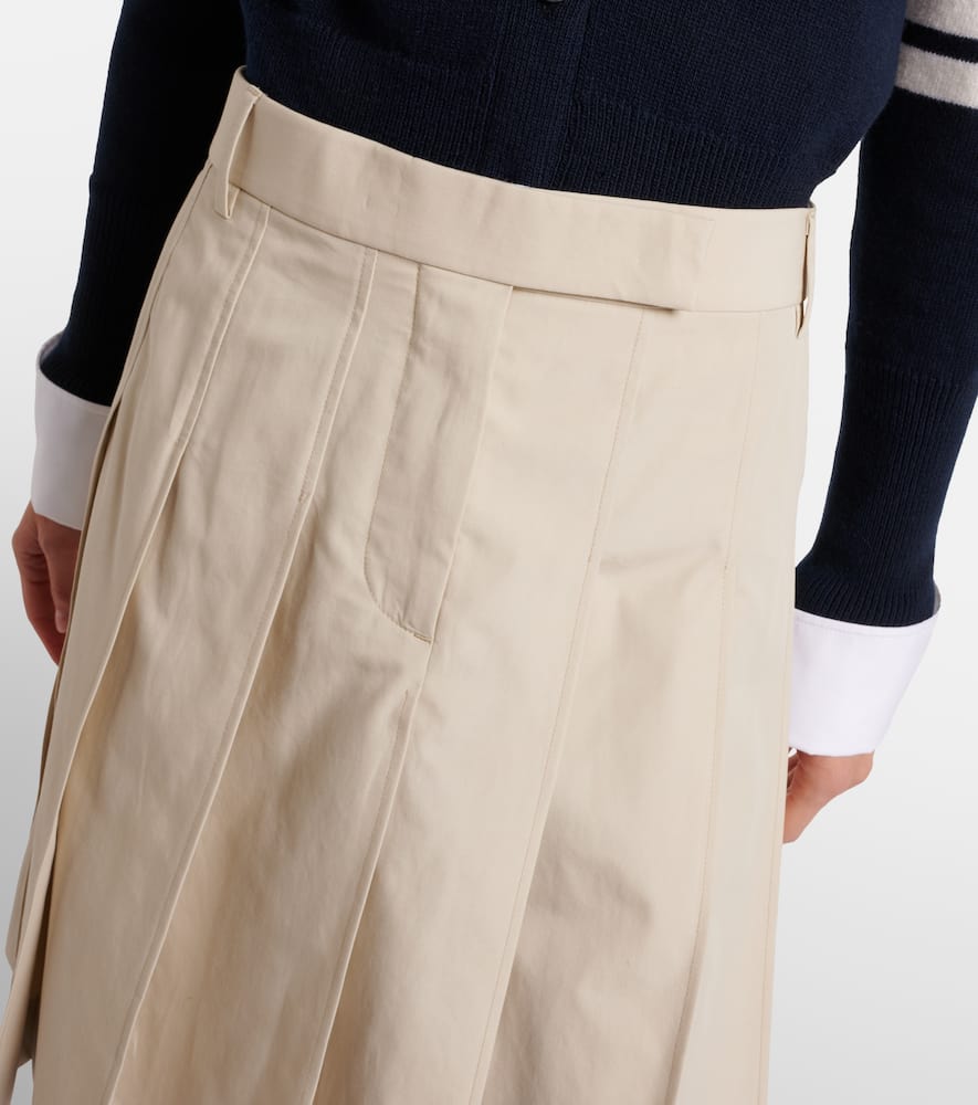 Pleated cotton twill miniskirt