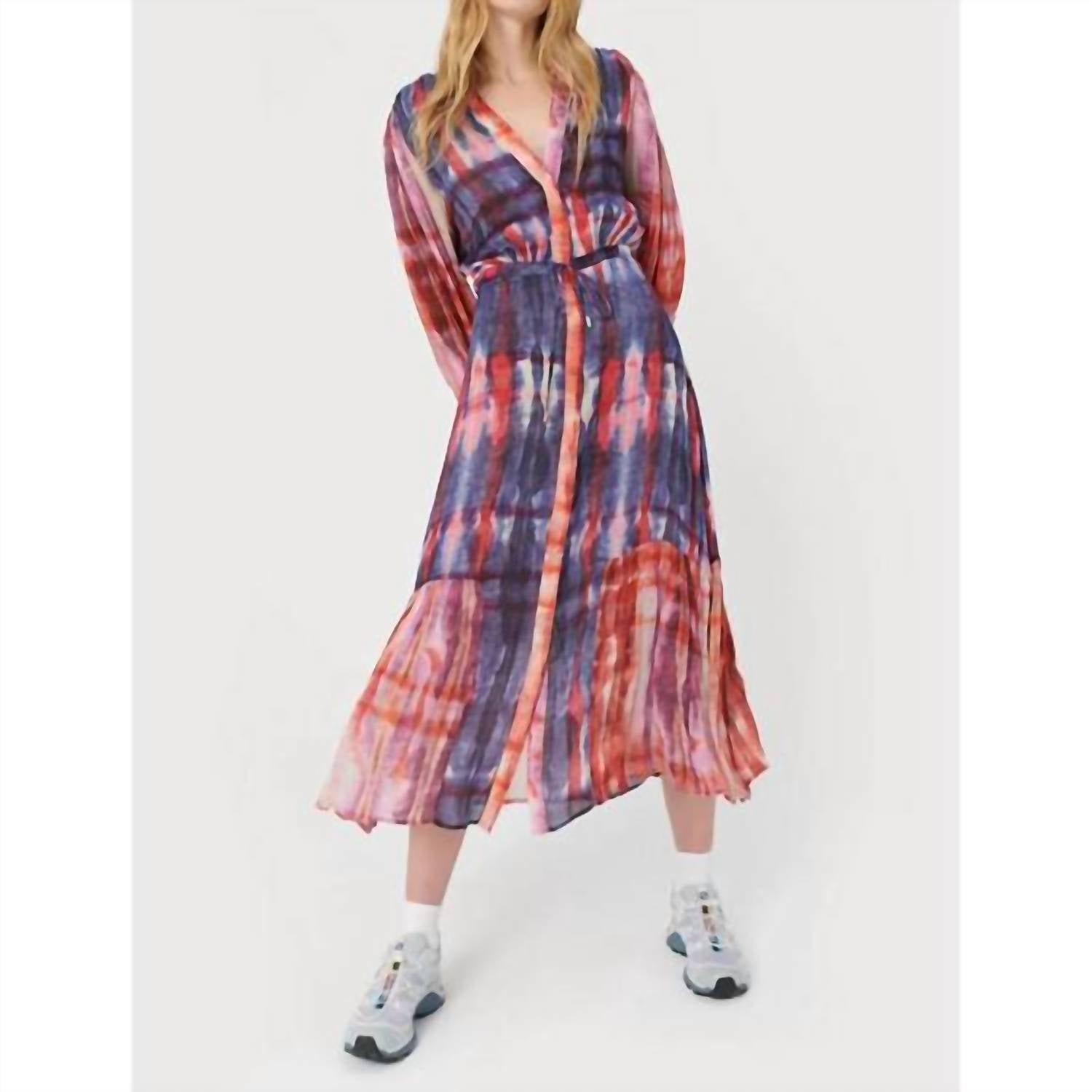 Lena Long Sleeve Maxi Dress In Klaus Blue