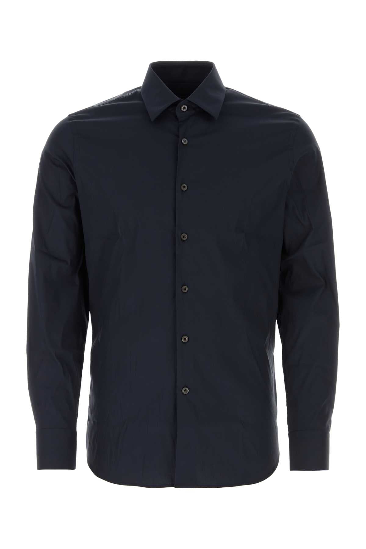Stretch Poplin Shirt — Blue