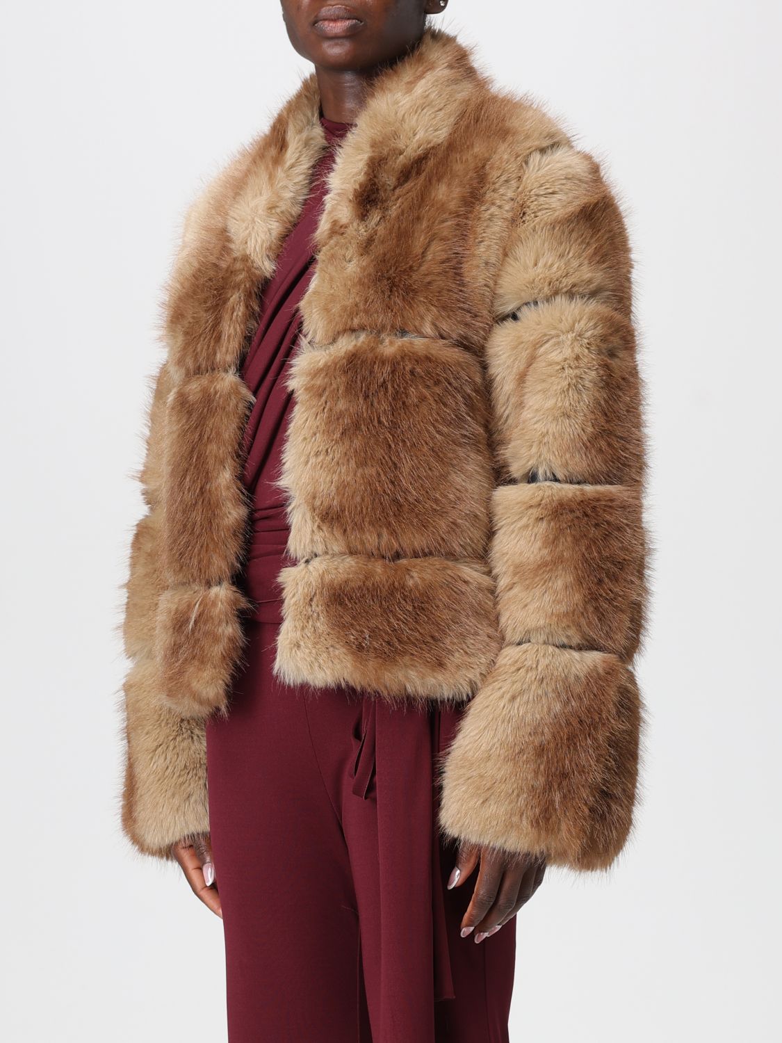 Fur Coat Woman color Beige