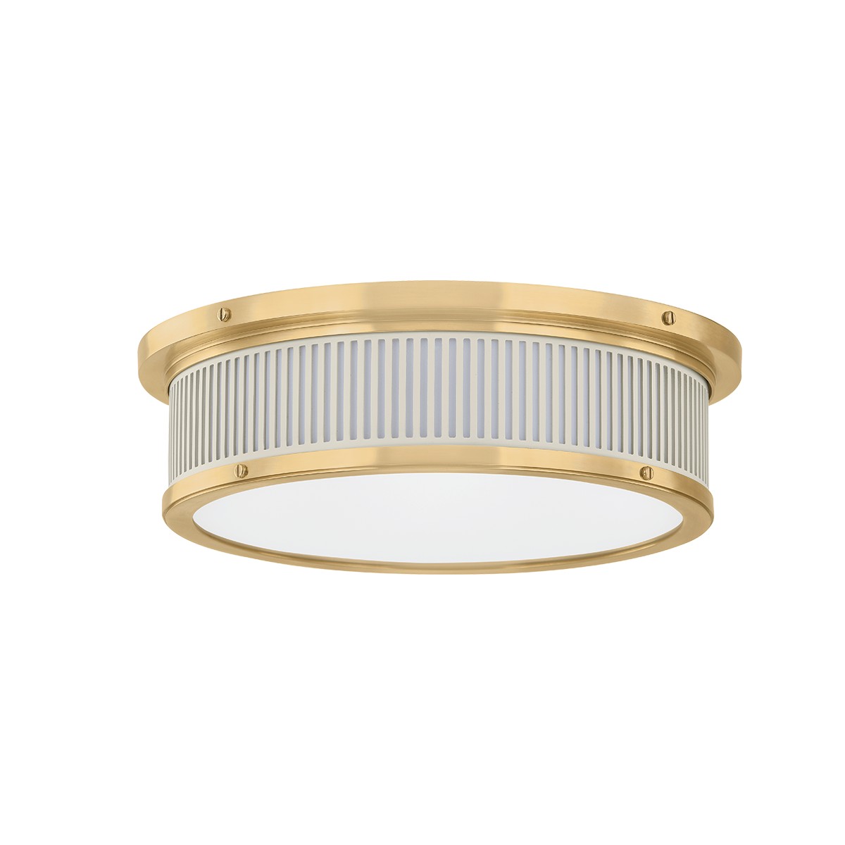 Aged Brass Off-White LED Flush Mount from the Ashdown Collection