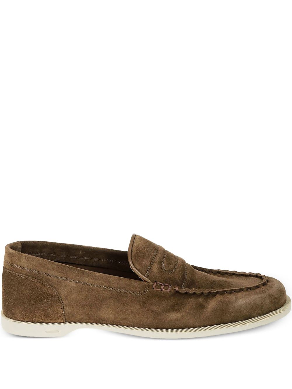 Olive Green Suede Pace Loafers